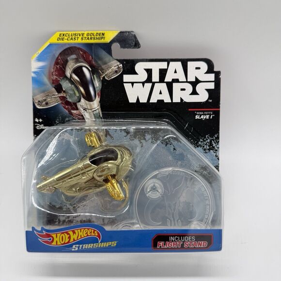 Hot Wheels STAR WARS Boba Fett's Golden SLAVE 1 Die-Cast Starship Hasbro 2015 - Picture 1 of 7